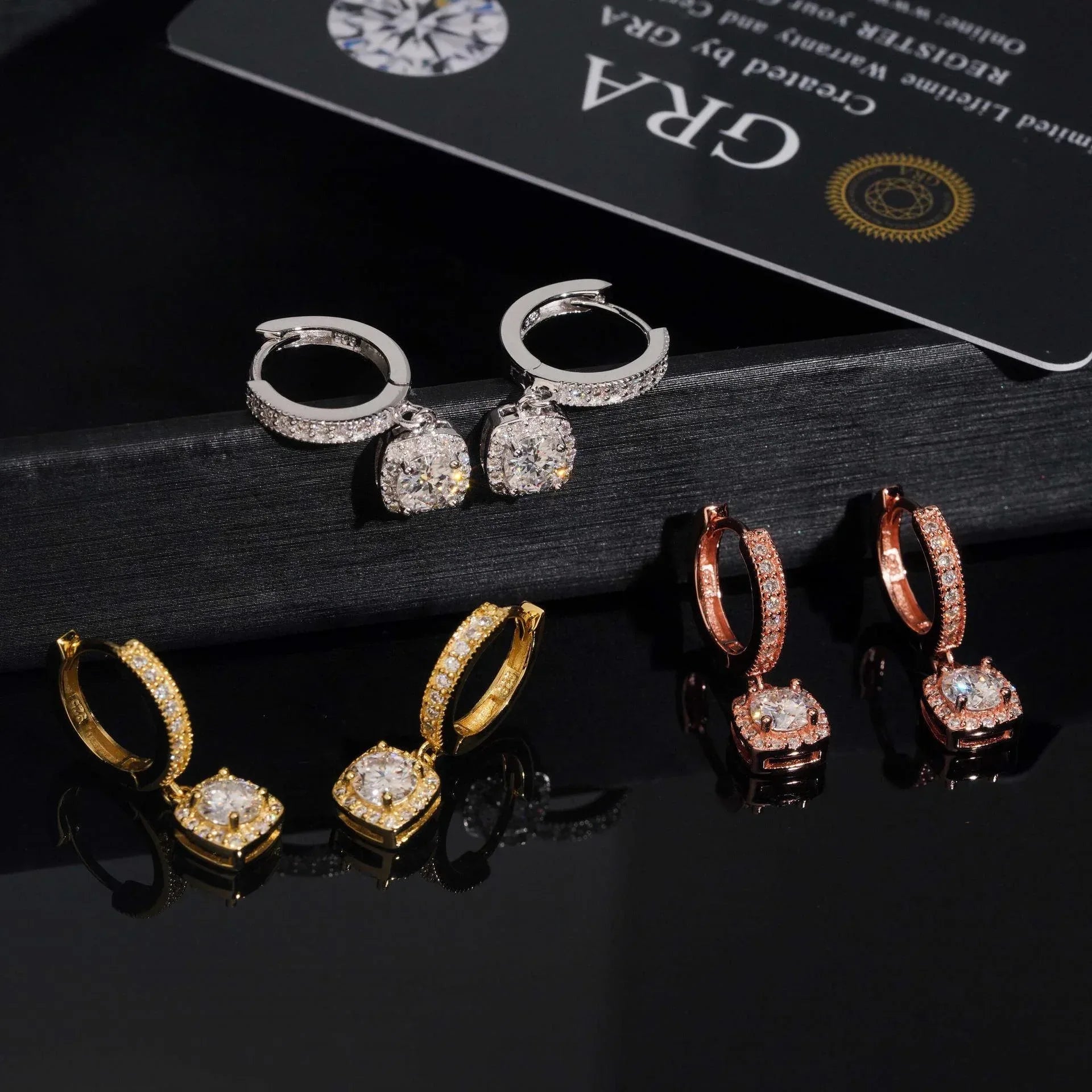 S925 Silver Moissanite Square Bag Design Hoop Earrings - CaratixJewelry